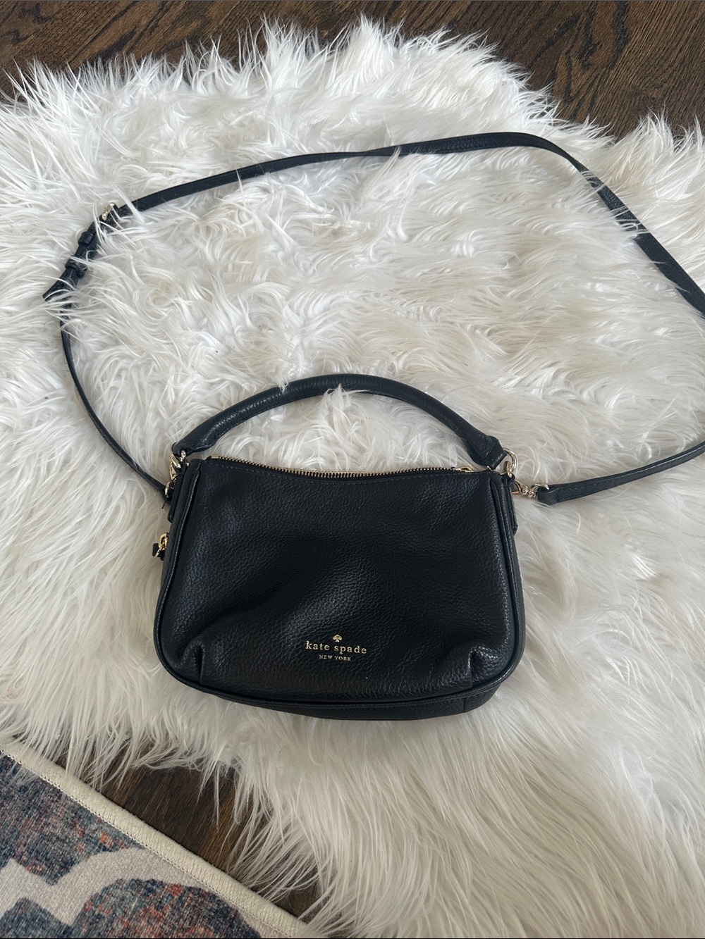 kate spade Black Pebbled Leather Crossbody with Gold Hardware - Picture 4 of 8